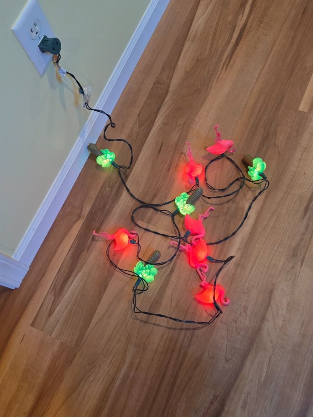 Set of 10 Pink Flamingo & Palm Trees String Lights 8'L Outdoor Decor New